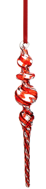 9'' Glass Peppermint Swirl Finial