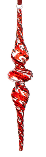 9'' Glass Peppermint Swirl Finial