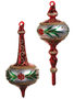 8.5'' Red, Green & Gold Glass Finial Ornament (2-Styles)