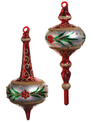 8.5'' Red, Green & Gold Glass Finial Ornament