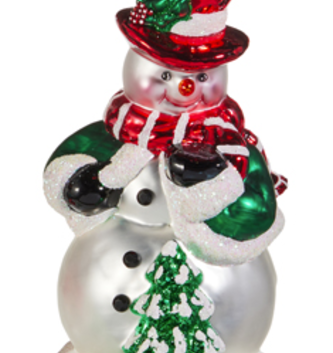 6'' Glass Vintage Snowman Ornament (2-Styles)