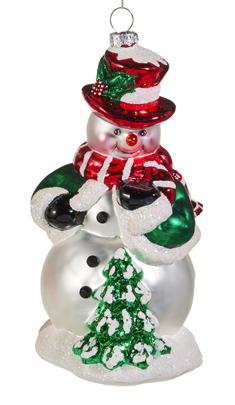 6'' Glass Vintage Snowman Ornament