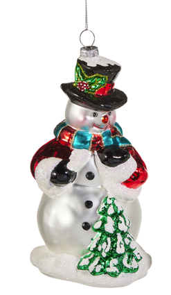 6'' Glass Vintage Snowman Ornament