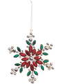 6" Red & Green Jeweled Snowflake Ornament