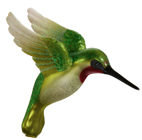 4" Glittered Hummingbird Ornament