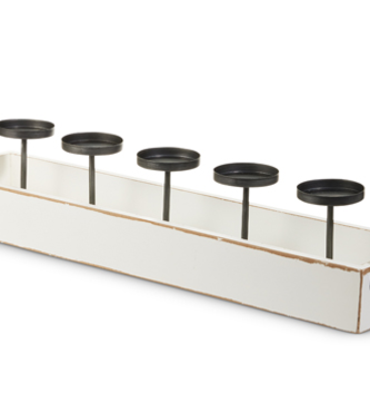 27'' White Tray Candle Holder