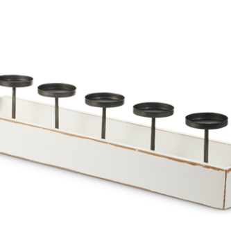 27'' White Tray Candle Holder