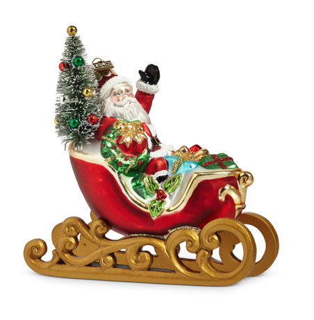 5.25" Glass Sleigh Ride Ornament