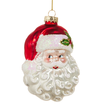 4'' Glass Santa Head Ornament