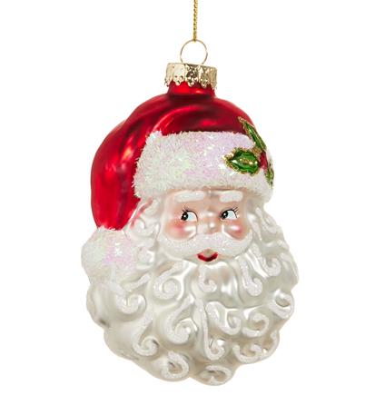 4'' Glass Santa Head Ornament