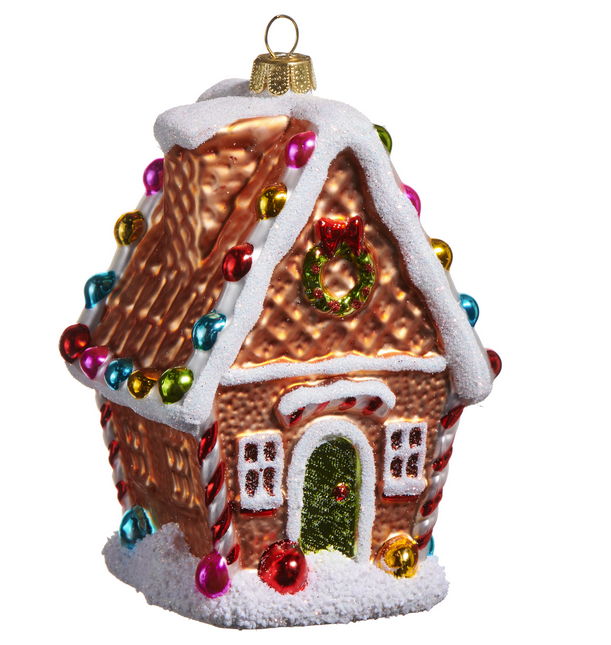 4.75'' Glass Gingerbread House Ornament