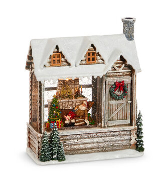 LED Santa Off Duty Cabin Snowglobe