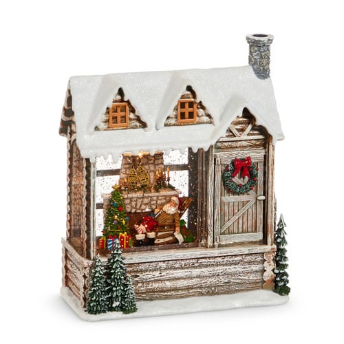 LED Santa Off Duty Cabin Snowglobe