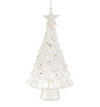 7.25" White Glitter Tree Ornament