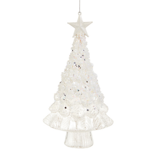 7.25" White Glitter Tree Ornament