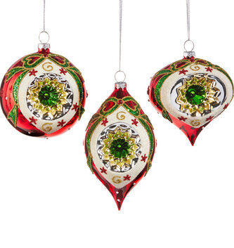 Vintage Glass Patterned Ornament (3-Styles)