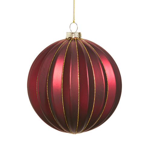 5" Glass Berry Ribbed Ball Ornament