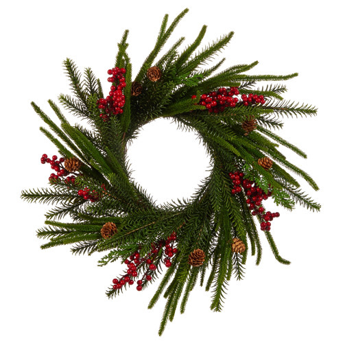 17" Cedar & Red Berry Wreath