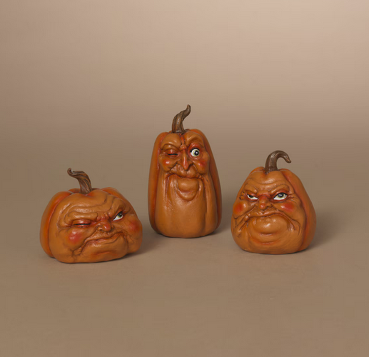 Set of 3 Grumpy Face Pumpkins