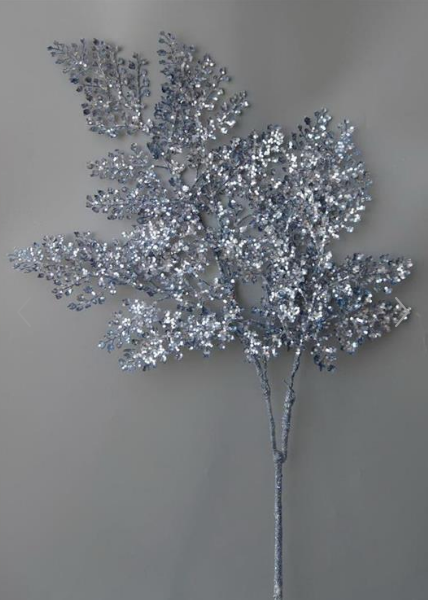 30" Blue Glitter Maidenhair Spray