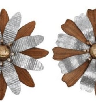 Galvanized Wood Wall Flower