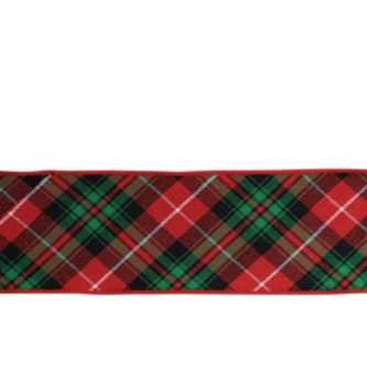 4" X 5 Yds Reversible Traditional Plaid Ribbon