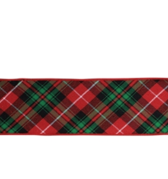 4" X 5 Yds Reversible Traditional Plaid Ribbon