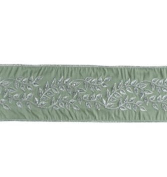4" X 5 Yds Embroidered Vine Sage Ribbon