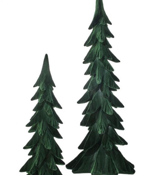Set of 2 Green Velvet Trees