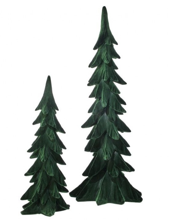 Set of 2 Green Velvet Trees