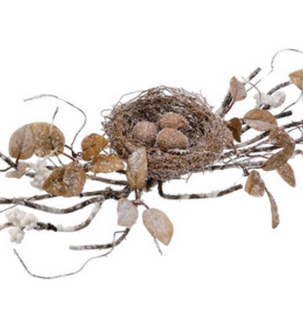 22" Winter Snowy Nest Branch