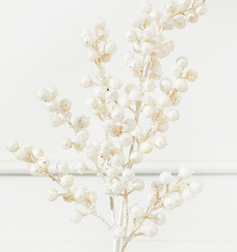 Iced White Beaded Berry Spray