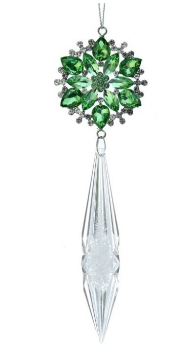 7" Jewel Flurette Crystal Drop Ornament