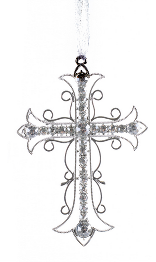 Large Crystal Cross Ornament