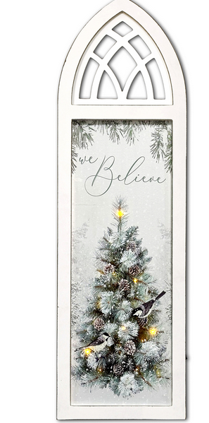 LED We Believe Cathedral Sign