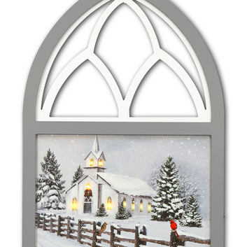 LED Snow Covered ChurchCathedral Sign