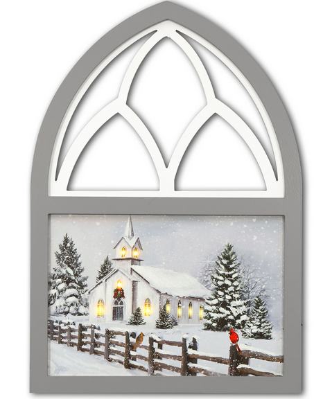 LED Snow Covered Church Cathedral Sign