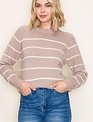 Textured Stripe Crew Neck Sweater Taupe