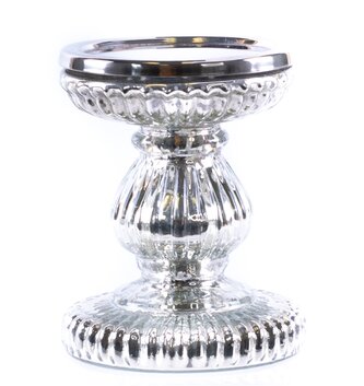 Silver Ridged Candle Holder (2-Sizes)