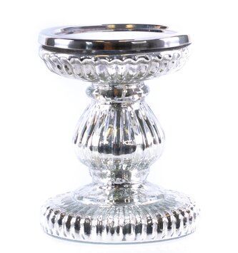 Silver Ridged Candle Holder (2-Sizes)