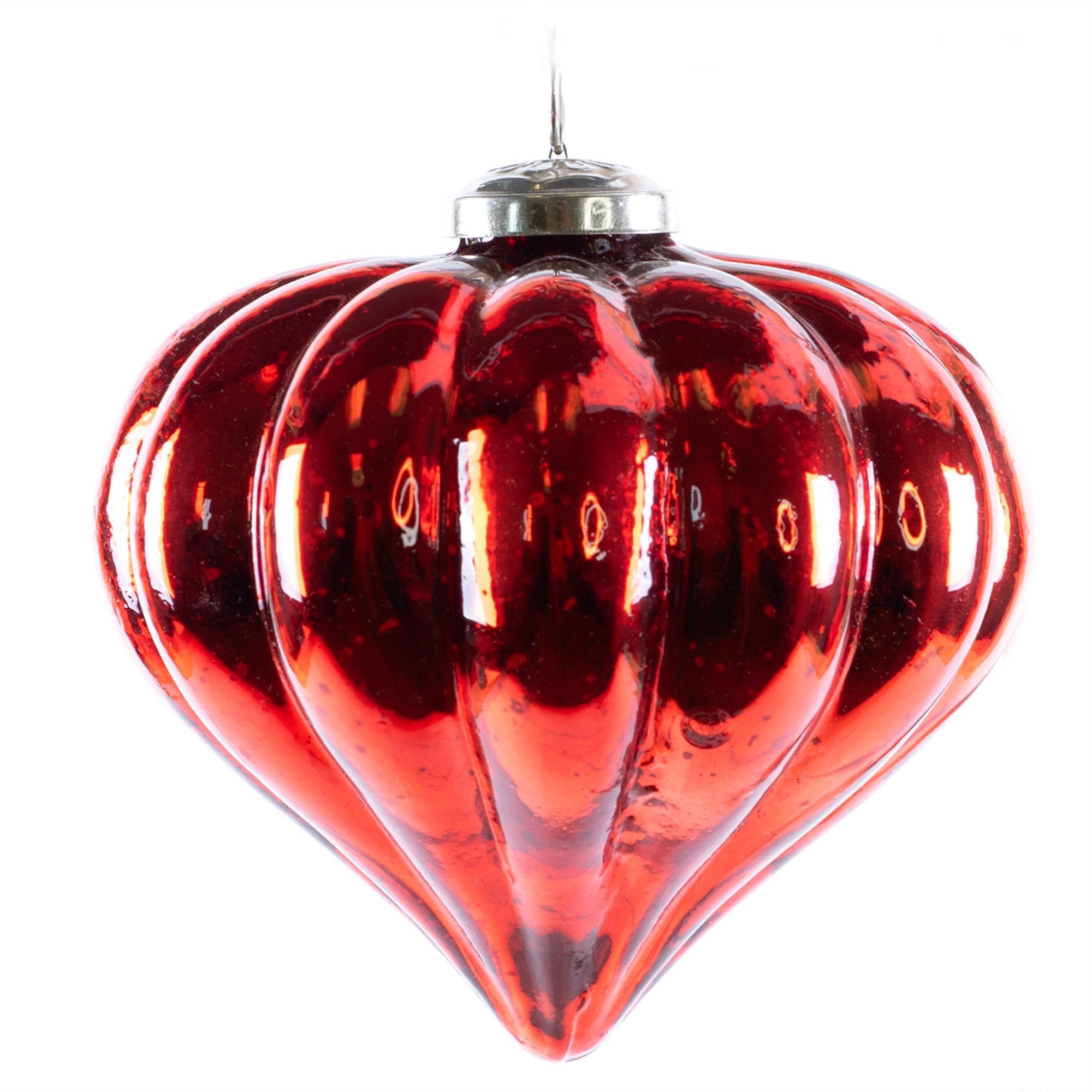 Red Glass Ribbed Ornament