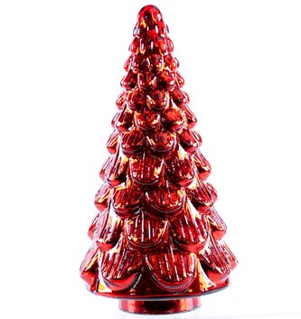 Red Mercury Glass Antiqued Christmas Tree (3-Sizes)