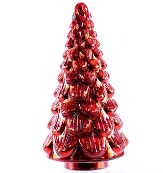 Red Mercury Glass Antiqued Christmas Tree (3-Sizes)