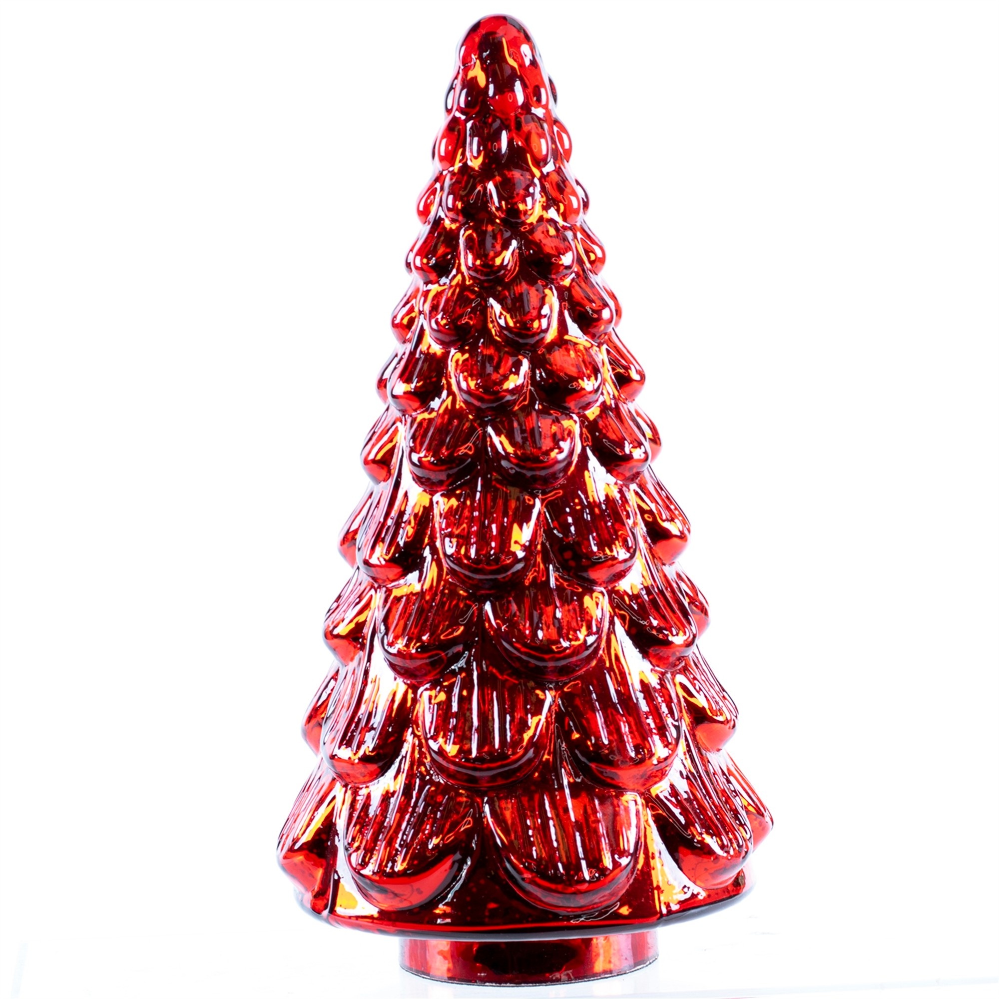 Red Mercury Glass Antiqued Christmas Tree (3-Sizes)