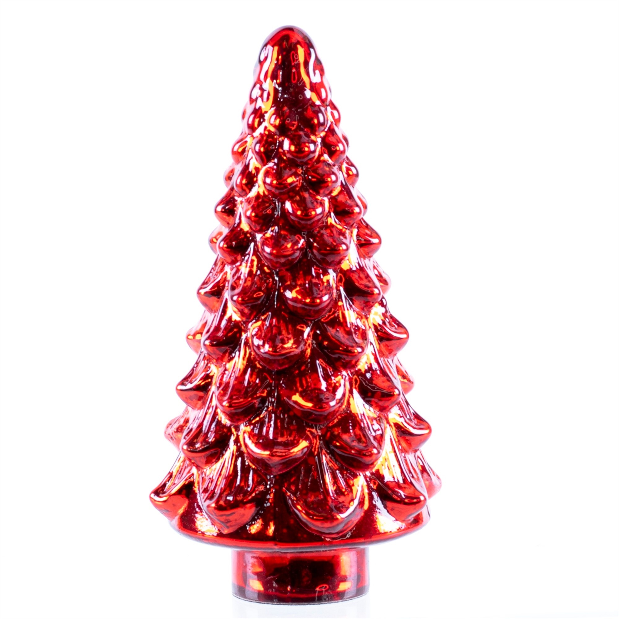 Red Mercury Glass Antiqued Christmas Tree (3-Sizes)