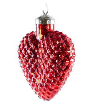 Red Glass Textured Heart Ornament (2-Sizes)
