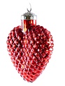 Red Glass Textured Heart Ornament (2-Sizes)