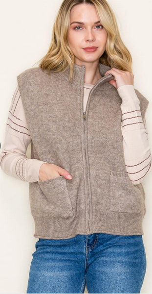 Staccato Mock Neck Zipper Sweater Vest By: Staccato (3-Colors)