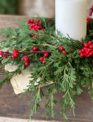 Trailing Red Berry Cedar Candle Ring