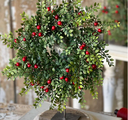 Red Berry Button Leaf Candle Ring